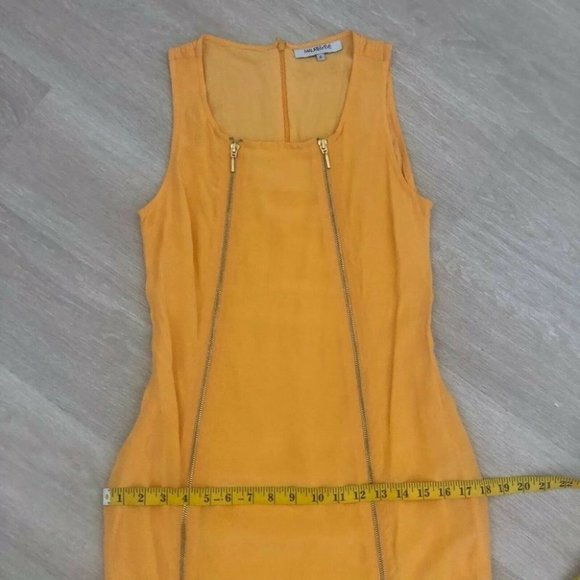 Maurie & Eve 100% Silk Women's Dress Size 8 Yellow Featured Zippers - Picture 6 of 8